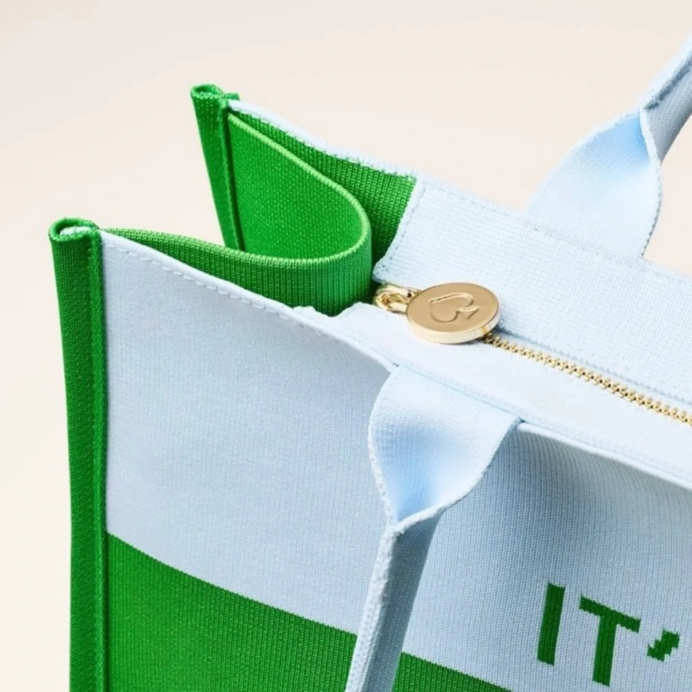 Modern Green and White Structured Tote Bag - Picture 2 of 3